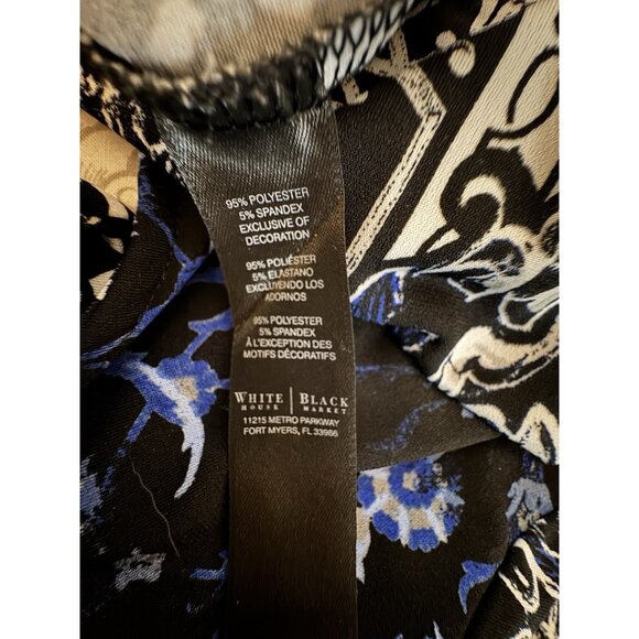 WHBM Dress Black Blue White XL Colorful 3/4 Long Sleeve Stretch Shift Washable - Picture 12 of 12